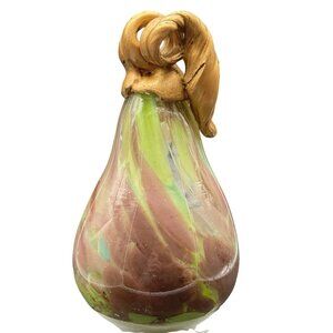 Studio B by Magenta Hand-Blown Glass Pear Figurine Gold-Tone Accents  9.5"H x 5"